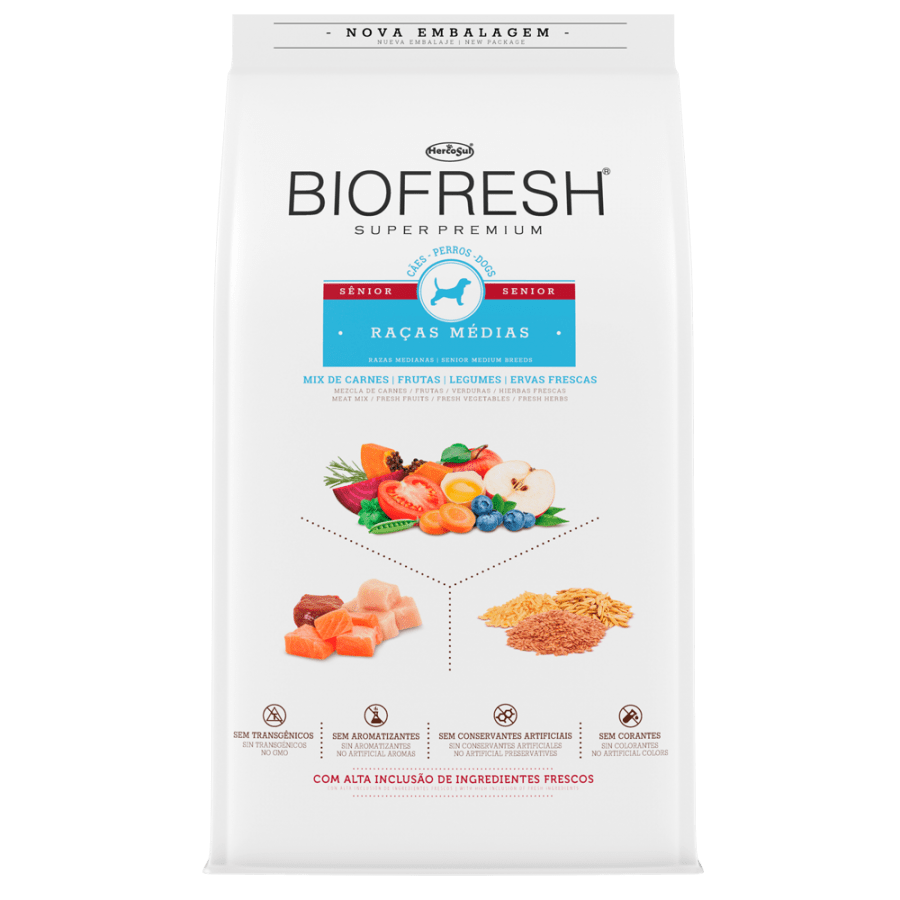 Alimento premium Biofresh adulto raza mediana senior perros mayores a siete años
